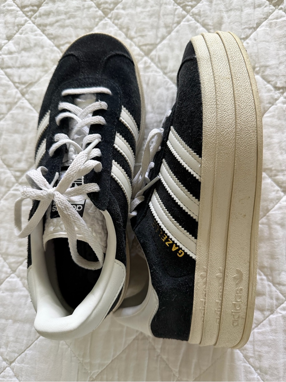 Adidas Gazelle bold Shoes Core Black / Cloud White / Core White size 6.5/38